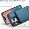 Vinich iPhone 16 Pro Max Flip Wallet Case Faux Leather Blue-2