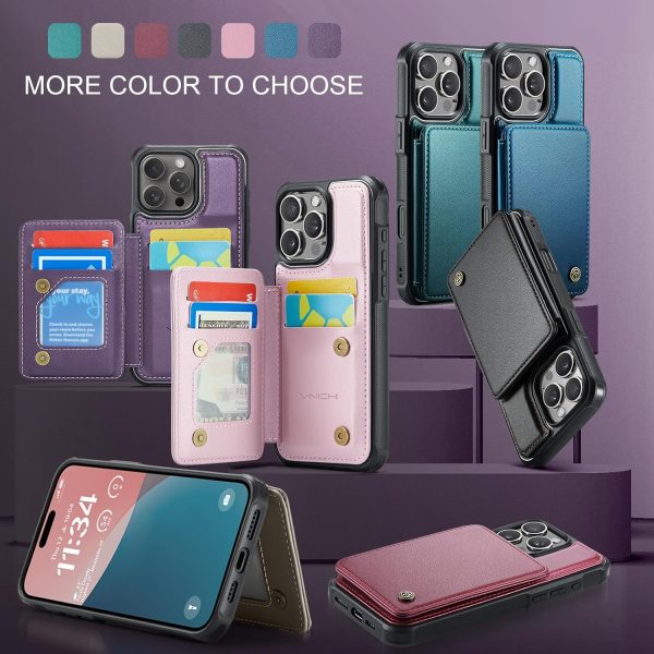 Vinich iPhone 16 Pro Max Flip Wallet Case Faux Leather Blue-8
