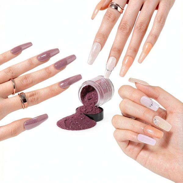 AzureBeauty Nude Pink Glitter Dip Powder Kit-4