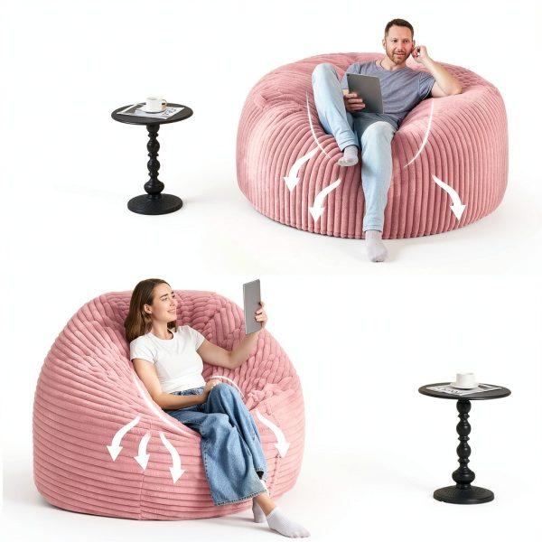 HABUTWAY Bean Bag Chair Soft Pink Adult Furniture-5
