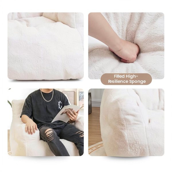Cvortll Bean Bag Chair Faux Fur Memory Foam-5